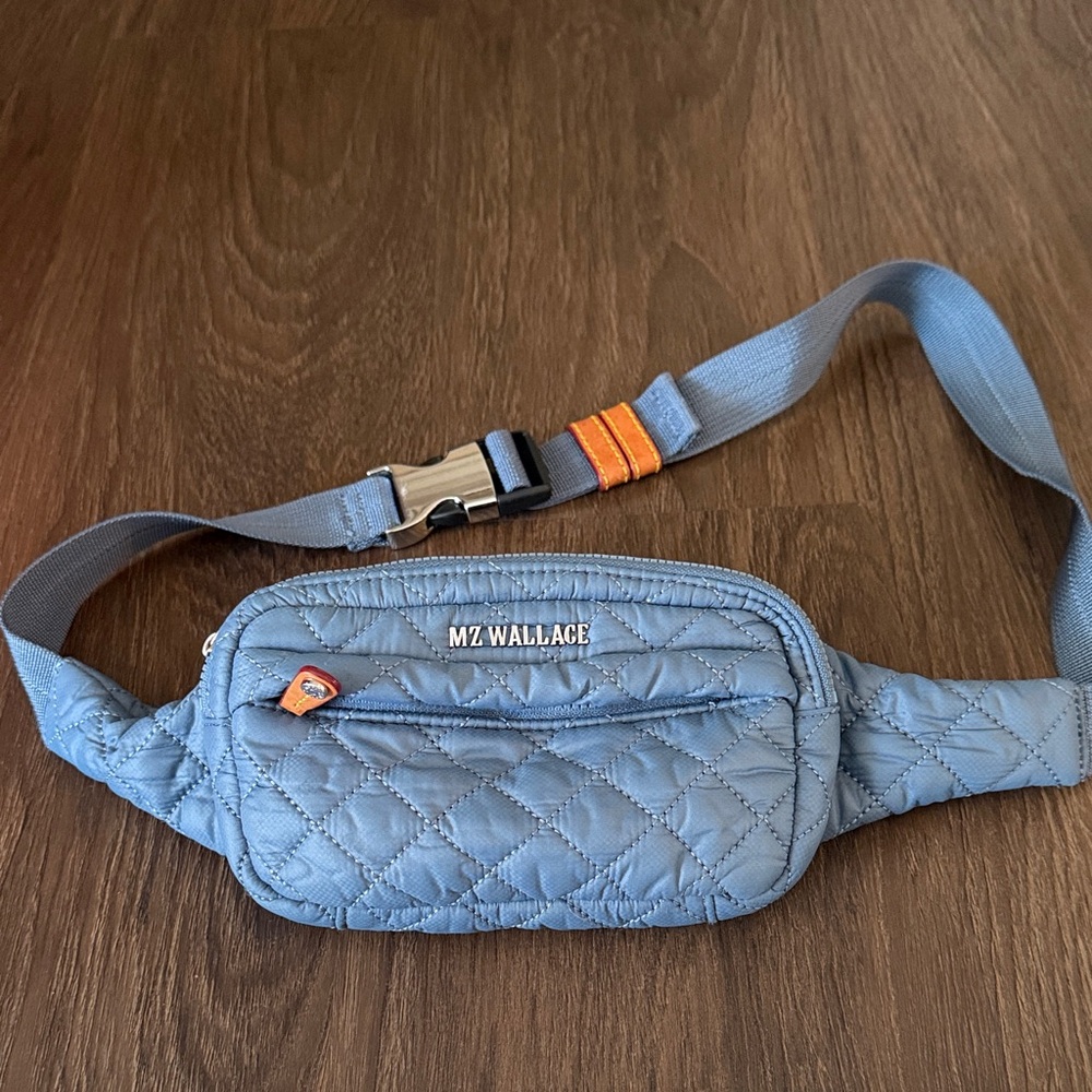MZ Wallace Metro Quilted Blue Belt Bag-EUC